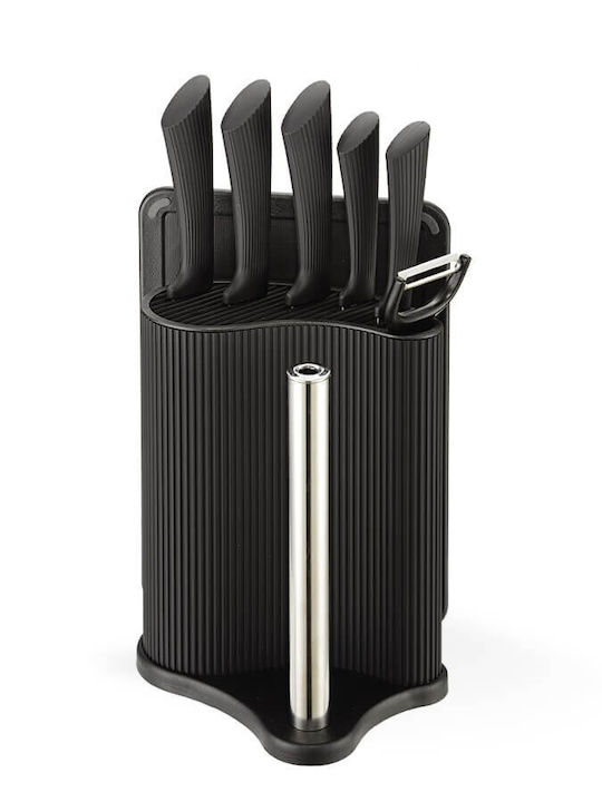 Maestro Messer Set mit Sockel aus Rostfreiem Stahl MR-1413-Schwarz 8 Stück