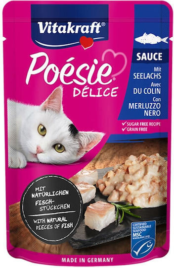 Vitakraft Poesie Delisause Wet Food for Cats in Pouches with Fish, Meat, Chicken, Turkey and Cod 5x85gr