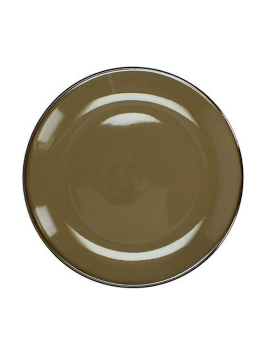 Zaros Plate Shallow Ceramic Brown with Diameter 27cm 4pcs