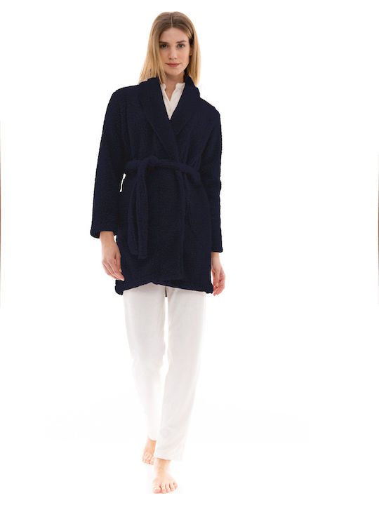 Pink Label Χειμερινή Γυναικεία Ρόμπα Yacht Blue