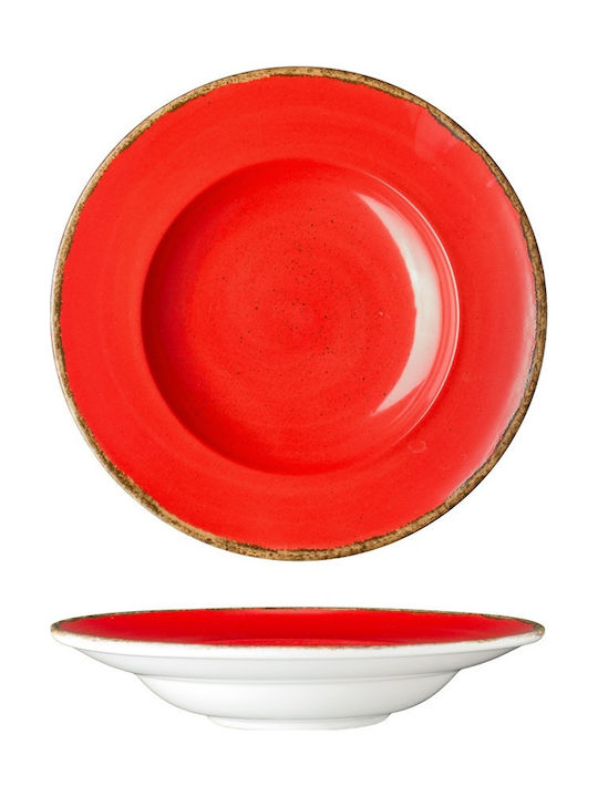 Lukanda 360 Plate Pasta made of Porcelain Red with Diameter 27cm 6pcs
