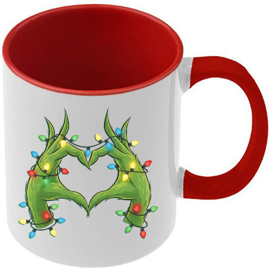 Christmas Mug Grinch Red Handle Interior