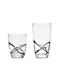 Cryspo Trio Set Gläser Wasser aus Glas in Lila Farbe 455ml 6Stück