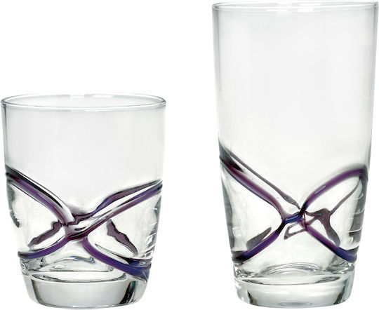 Cryspo Trio Set of Glasses Water made of Glass in Purple Color 455ml 6pcs