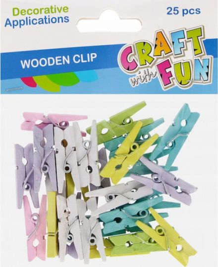 Ξυλινα Μανταλakia Διαφορα Χρωματα Pastel 25τμχ 2,5cμ Craft Fun