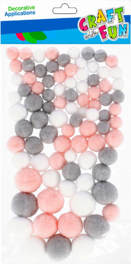 Pom Pom 1mm 1.5mm 2mm 90 Pieces Gray Pink White Craft Fun