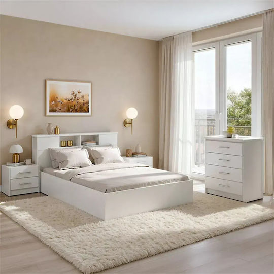 Schlafzimmer Set Olympus White mit Lattenrost 140x200cm 4Stück