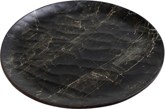 Espiel Black Wood Plate Shallow made of Melamine Black with Diameter 28cm 6pcs