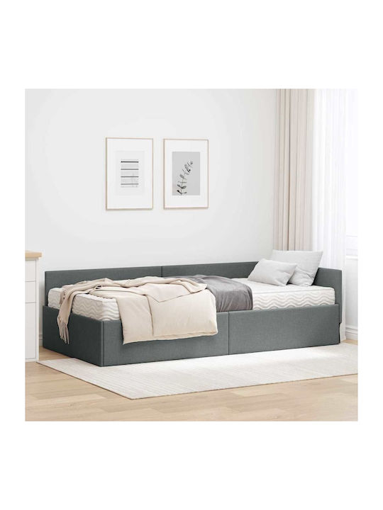 Einzelbett Mit Stoff Grau Mit Lattenrost Für Ma...