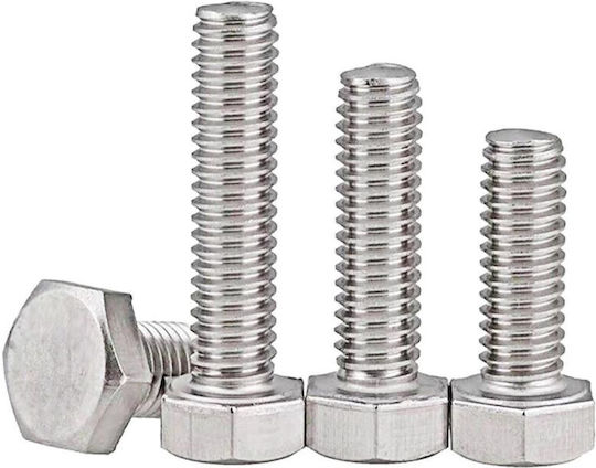 Helix Screw Hexagon Galvanized DIN 933 with Diameter M6 and Length 50mm 10pcs 8.8