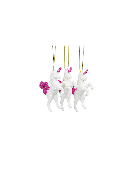 Weihnachtsbaumschmuck Hängender Einhorn Set 3 1x5.5x6cm Rosa Kaemingk