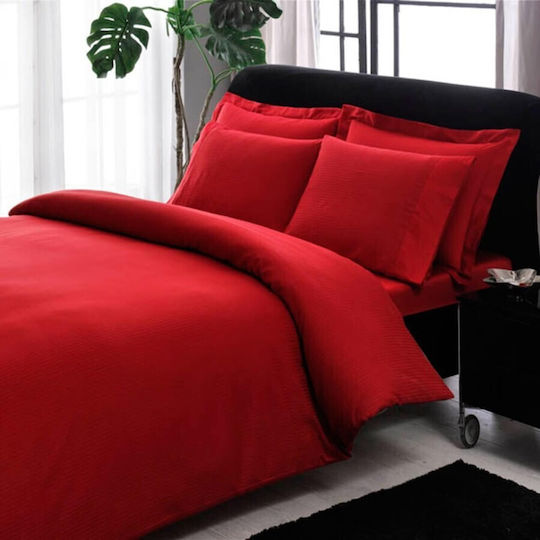 Tac Set Huse Pentru Pilote 200x220cm Dublă Cu 4 Fețe De Pernă & 1 Cearșaf Red Stripe