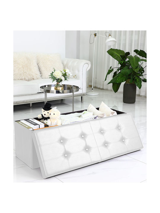 Suport Pentru Picioare Cu Spațiu De Depozitare Din Lemn Alb 80x40x40cm
