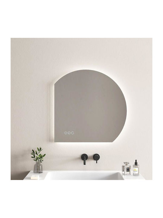 Inter Ceramic Juliet Semicircular Oglindă de Baie Lumini LED Atingere 80x80cm Argintiu