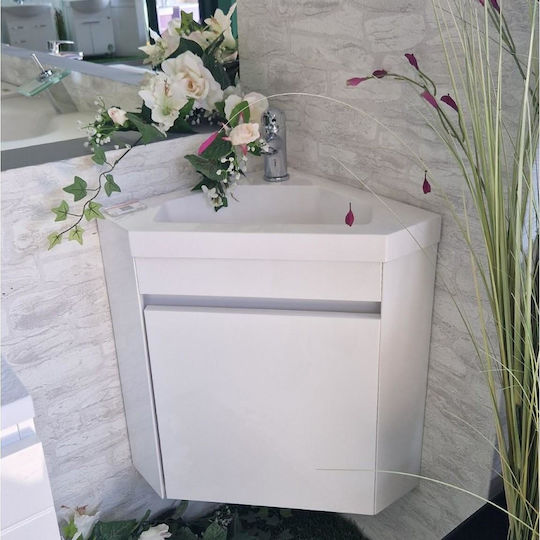 Inter Ceramic Πάγκος με Νιπτήρα Μ50xΒ39.7xΥ39.7cm Λευκός