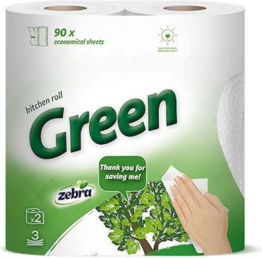 Zebra Küchenpapier 2 Rollen 3 Blätter 2 Packungen
