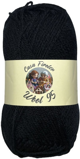 Casa Firelor Fire De Tricotat Din Lână 95 100% Lână 50 G – 95 M Fabricat În România – Culoare Neagră