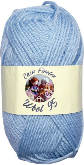 Fir De Tricotat Casa Firelor Din Lână 95 100% Lână 50 G – 95 M Fabricat În România – Culoare Albastru Deschis