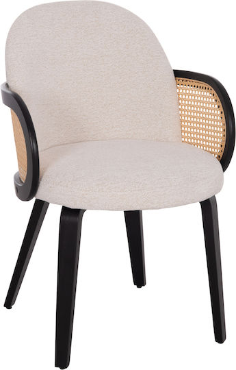 Becker Dining Room Fabric Armchair Black-ecru 54x62x79cm