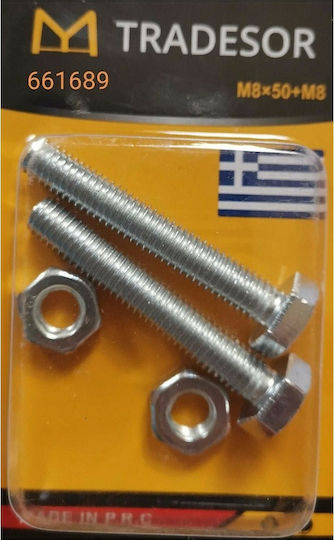 Tradesor M8 Diameter and 50mm Length Screw 12 Pieces