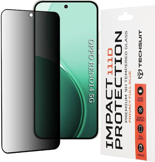 Techsuit Full Glue Privacy Full Face Tempered Glass Μαύρο (Oppo Reno 14)