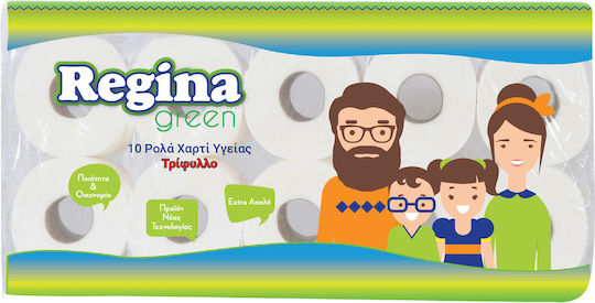 Regina Χαρτί Υγείας 3 Φύλλων 10 Συσκευασίες (96gr/Ρολό) 5202864002236