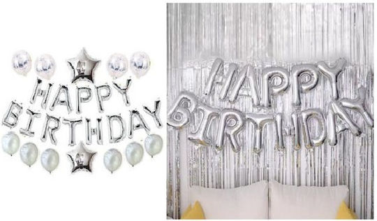 Composition with 25 Balloons Foil Silver Decorative