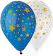 13 Inch Balloon Stars Blue & Transparent 25 Pieces