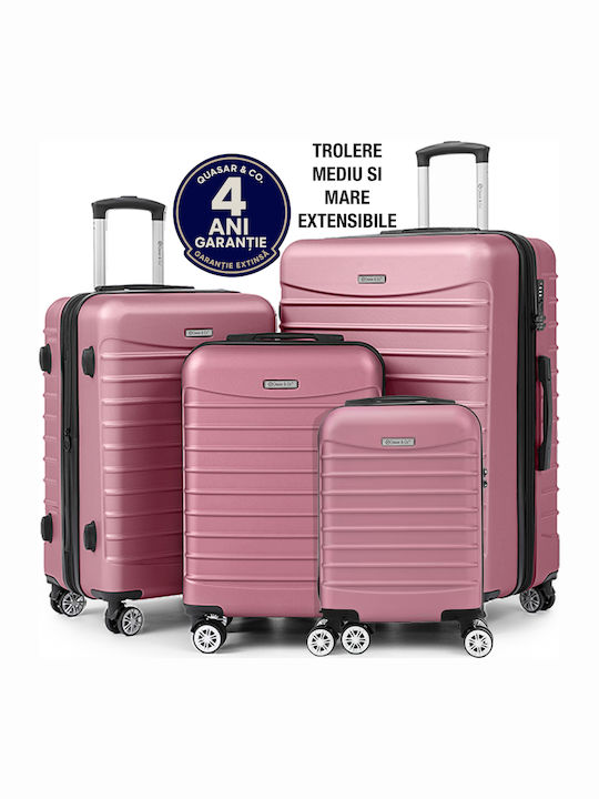 Quasar Valize de Călătorie Dure Powder Pink cu 4 roți Set 4buc