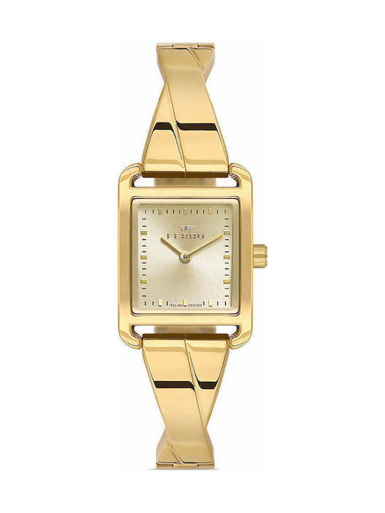 Ferro Men's Watch Battery with Gold Metal Bracelet