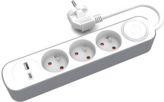 Plastrol Power Strip 3 Positions with USB-A, USB-C, Switch and Cable 3m