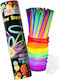Set 100 Colorful Glowing Bracelets Parties Phosphorescent Glow Sticks Different Colors Bebelogic