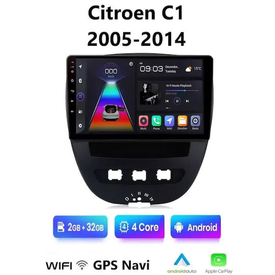 Auto-Audiosystem für Citroen C1 2005-2014 (Bluetooth/USB/WiFi/GPS/Apple-Carplay/Android-Auto) mit Touchscreen 10"