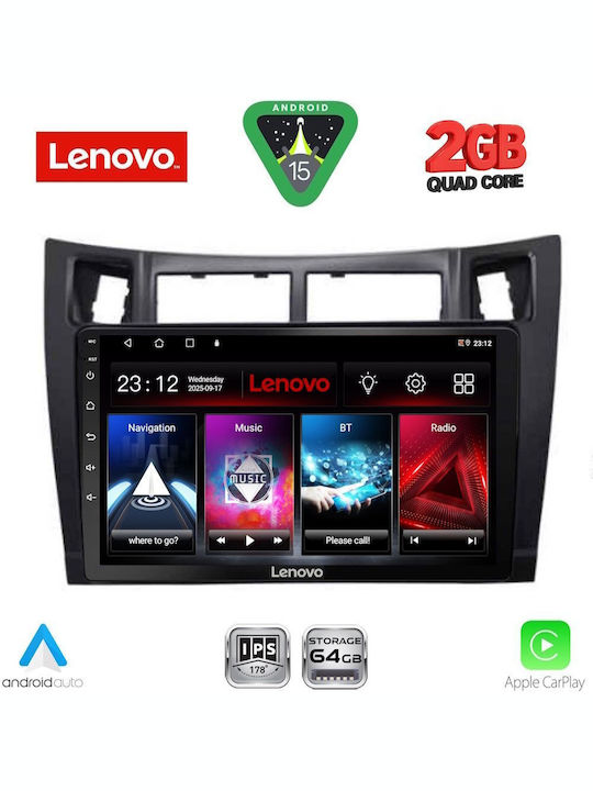 Lenovo Ηχοσύστημα Αυτοκινήτου για Toyota Yaris 2006-2011 (Bluetooth/USB/WiFi/GPS/Apple-Carplay/Android-Auto) με Οθόνη Αφής 9"