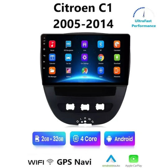 Ηχοσύστημα Αυτοκινήτου για Citroen C1 2005-2014 (Bluetooth/USB/WiFi/GPS/Apple-Carplay/Android-Auto) με Οθόνη Αφής 10"