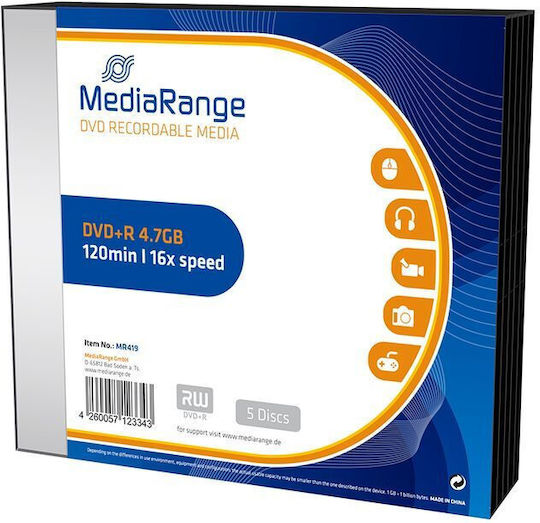 MediaRange Εγγράψιμο DVD+R 16x 4.7GB 1τμχ
