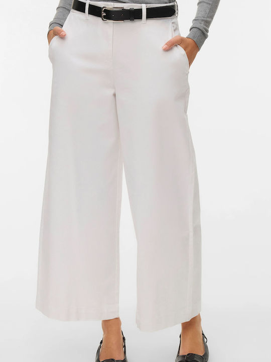 Women's Fabric Trousers Wide Line Bright White