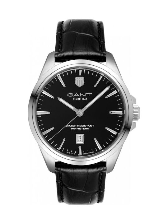 Gant Prestige Ανδρικό Ρολόι Μπαταρίας με Μαύρο Δερμάτινο Λουράκι