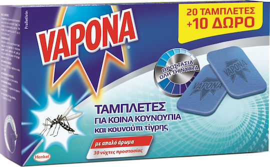 Vapona 20+10 Gift Insect Repellent Tablets for Mosquitoes 30pcs