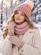 Set with Beanie Knitted in Pink color