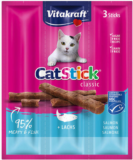 Vitakraft Cat Stick Mini Σολομό 18gr 3τμχ