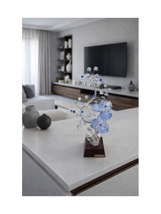 Decorative Crystal Flower Flor De Cristal Blue Wooden Base 15x10x36cm Galifas 7912444 Galifas