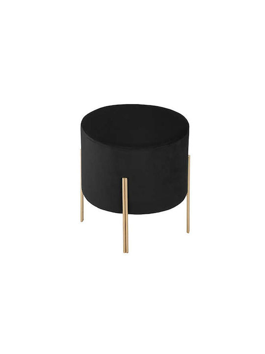 Stool For Living Room Upholstered with Fabric Velour Black