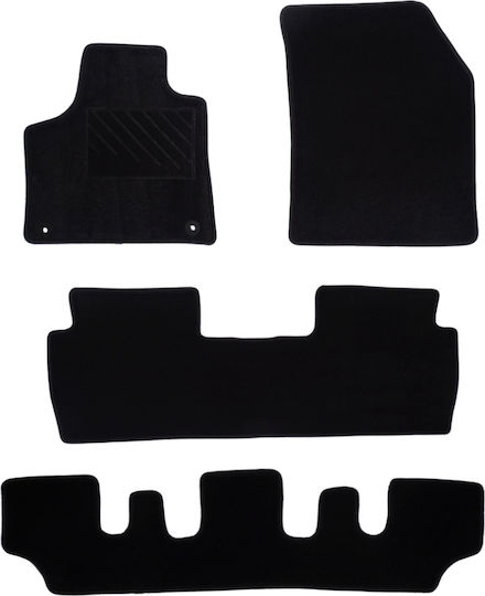 Car Mats Carpet Medium Quality Black Compatible Peugeot 5008 3 Rows Model 2017 2024 Set of 4