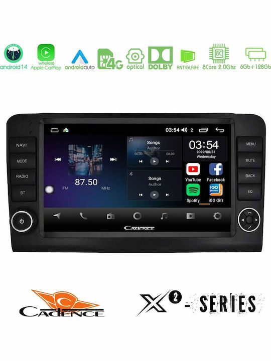 Cadence Car Audio System for Mercedes-Benz ML / GL Class 2006-2011 (Bluetooth/USB/WiFi/GPS/Apple-Carplay/Android-Auto) with Touch Screen 9"