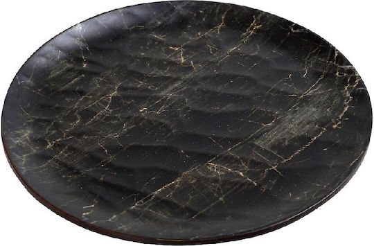 Espiel Black Wood Plate Shallow Wooden Black with Diameter 23cm 6pcs