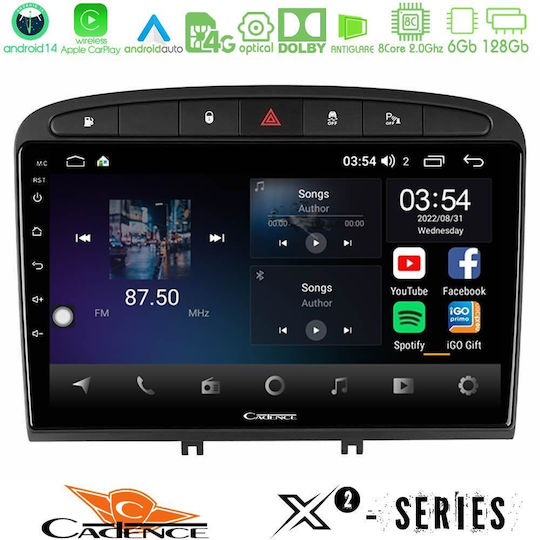 Cadence Ηχοσύστημα Αυτοκινήτου για Peugeot 308 / RCZ 2007-2012 (Bluetooth/USB/WiFi/GPS/Apple-Carplay/Android-Auto) με Οθόνη Αφής 9"