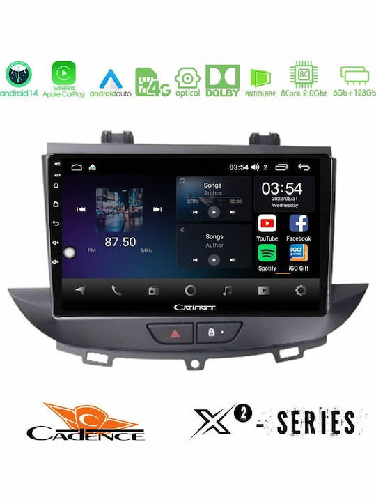 Cadence Car Audio System for Opel Grandland Crossland X Grandland X 2017-2020 Bluetooth USB Wi-Fi GPS Apple CarPlay Android Auto with 9" Touch Screen
