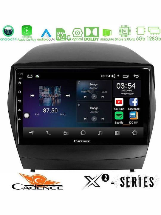 Cadence Auto-Audiosystem für Hyundai iX35 2010-2013 mit A/C (Bluetooth/USB/WiFi/GPS/Apple-Carplay/Android-Auto) mit Touchscreen 9"