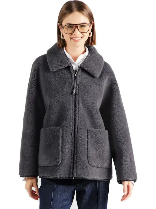 Women's Short Fur Anthracite